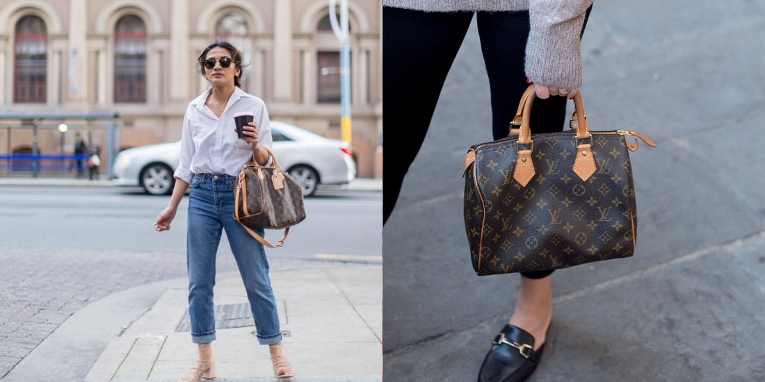 Girls wearing the Louis Vuitton Speedy bag in Monogram canvas Bandoulière