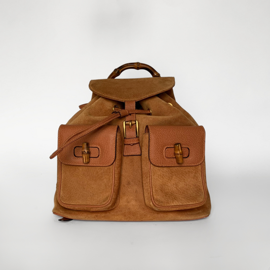 Gucci Gucci Bamboo Backpack Suede Leather - Backpacks - Etoile Luxury Vintage