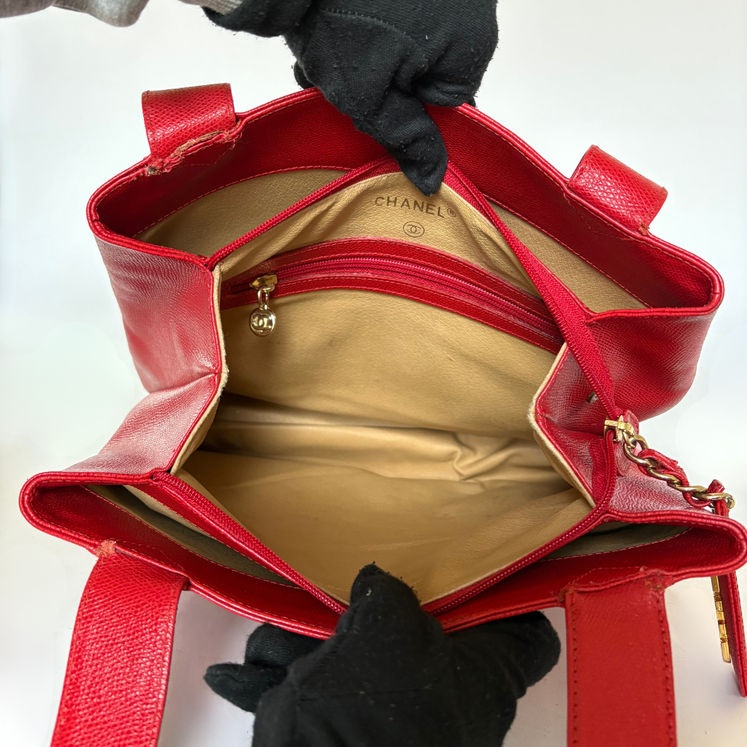 Chanel Big Shopper Red Leather