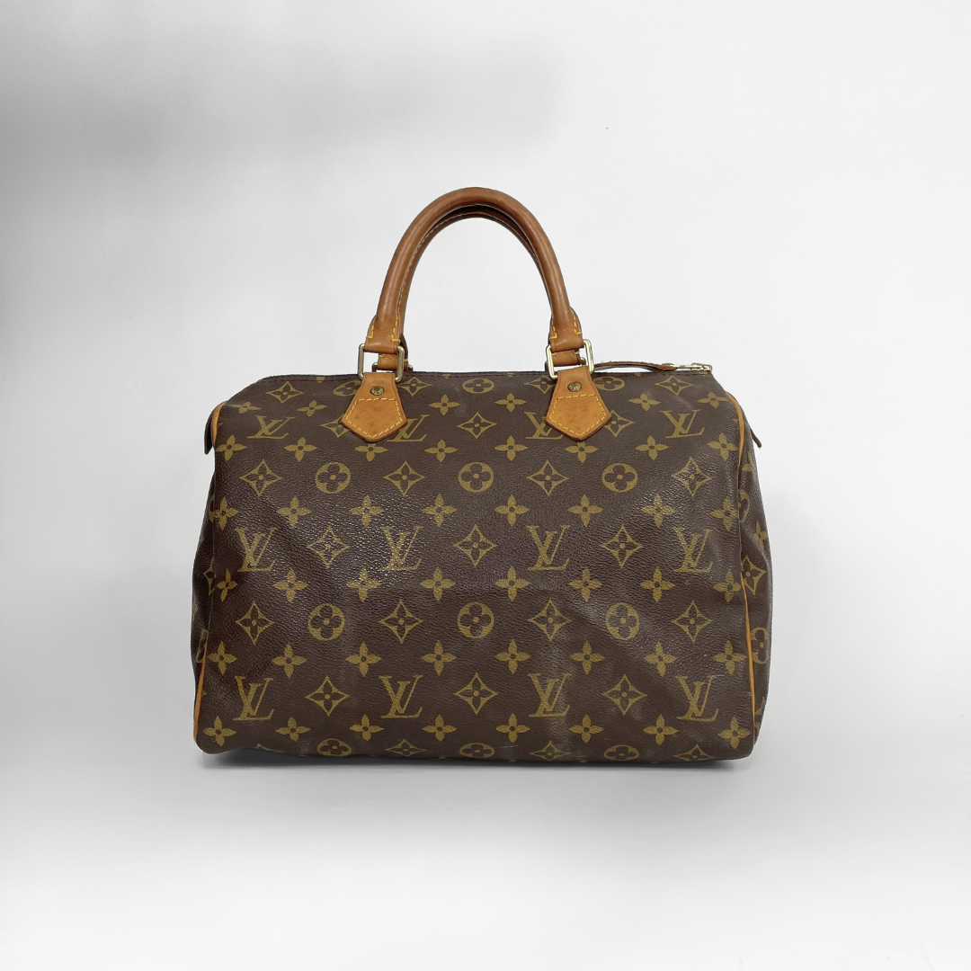 Louis Vuitton Speedy 30 in a white background. 