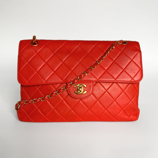 Chanel Chanel Red Maxi Classic Flapbag Double (Limited Edition) - Shoulder bags - Etoile Luxury Vintage