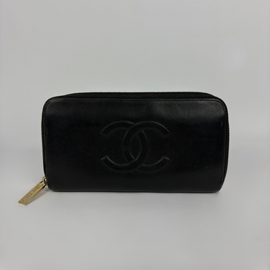 Black Chanel Wallet on white background