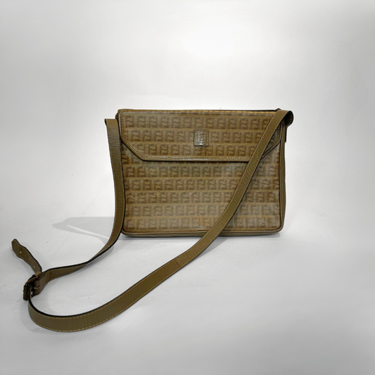 Brown patterned shoulder bag on a white background