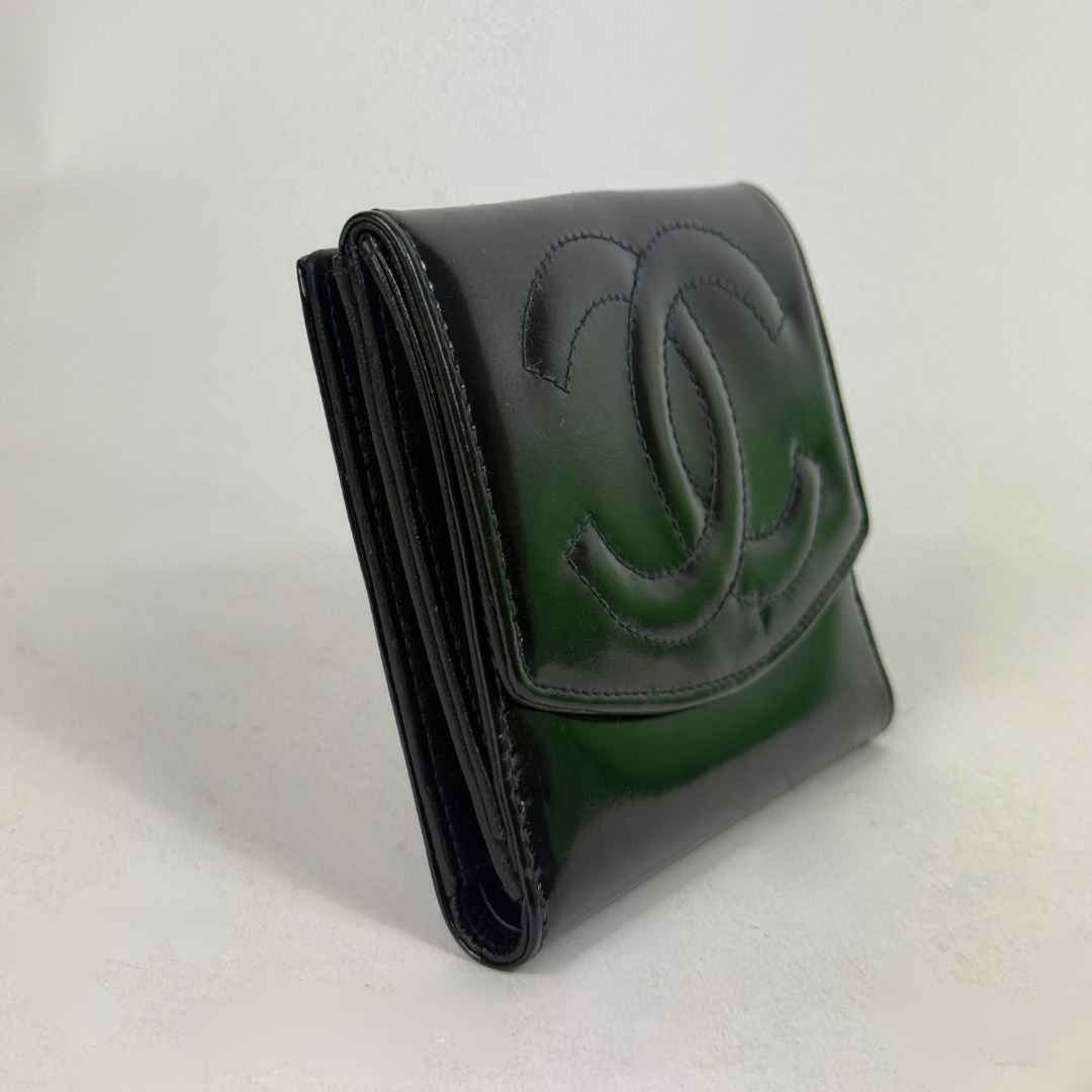 Chanel Black Patent Leather CC Wallet