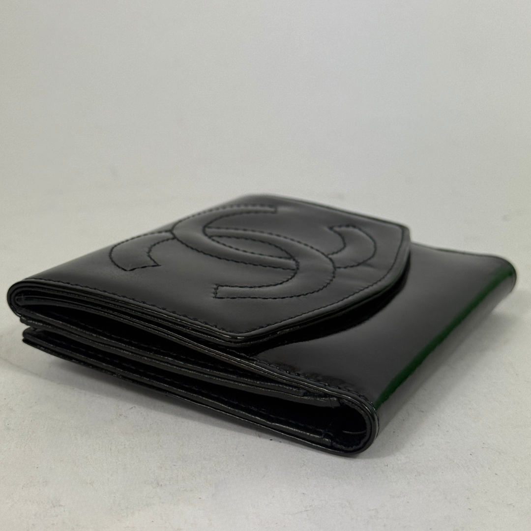 Chanel Black Patent Leather CC Wallet